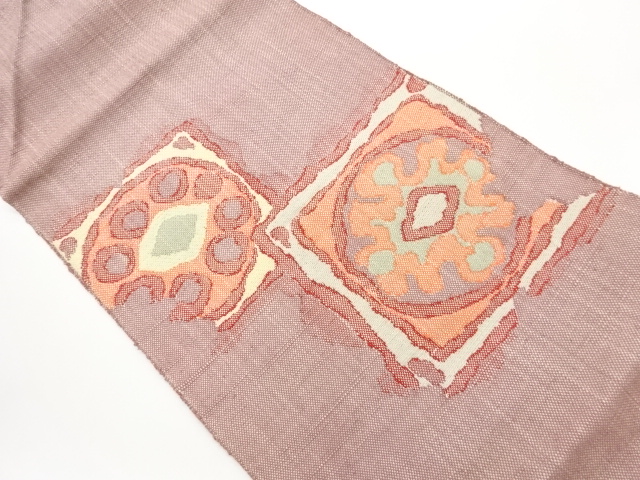 JAPANESE KIMONO / TSUMUGI ABSTRACT PATTERN WOVEN TORN COLORED PAPER NA